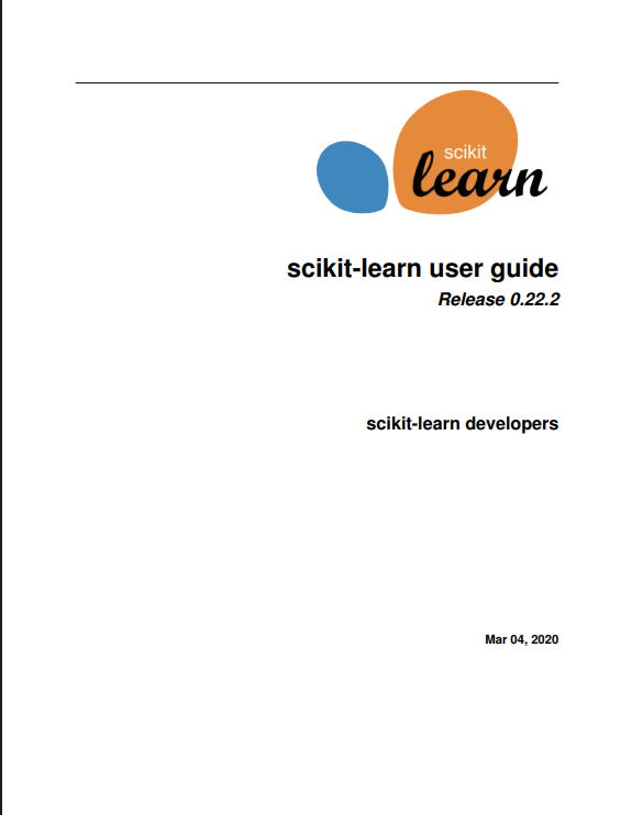 Cover for scikit-learn user guide